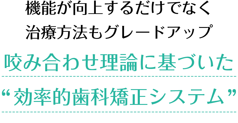 機能が向上するだけでなく治療方法もグレードアップ 咬み合わせ理論に基づいた“効率的歯科矯正システム”