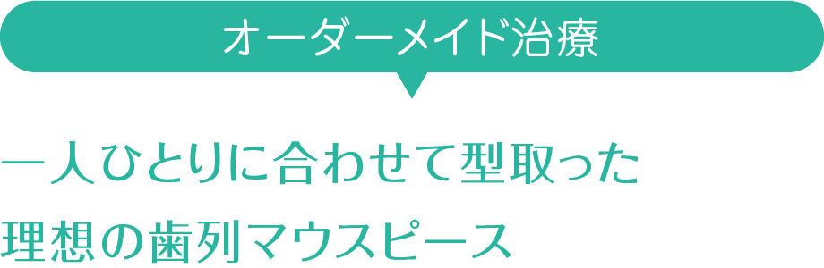 オーダーメイド治療 一人ひとりに合わせて型取った理想の歯列マウスピース