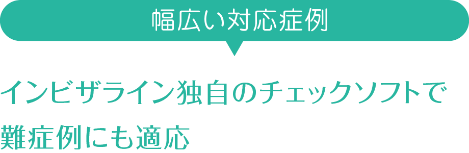 幅広い対応症例 インビザライン独自のチェックソフトで難症例にも適応